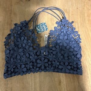 NWT Free People Blue Floral Crochet Bralette